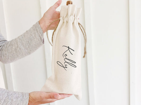 Script Name - Personalized Canvas Wine Bag