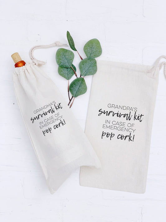 Survival Kit - Personalized Canvas Wine Bag