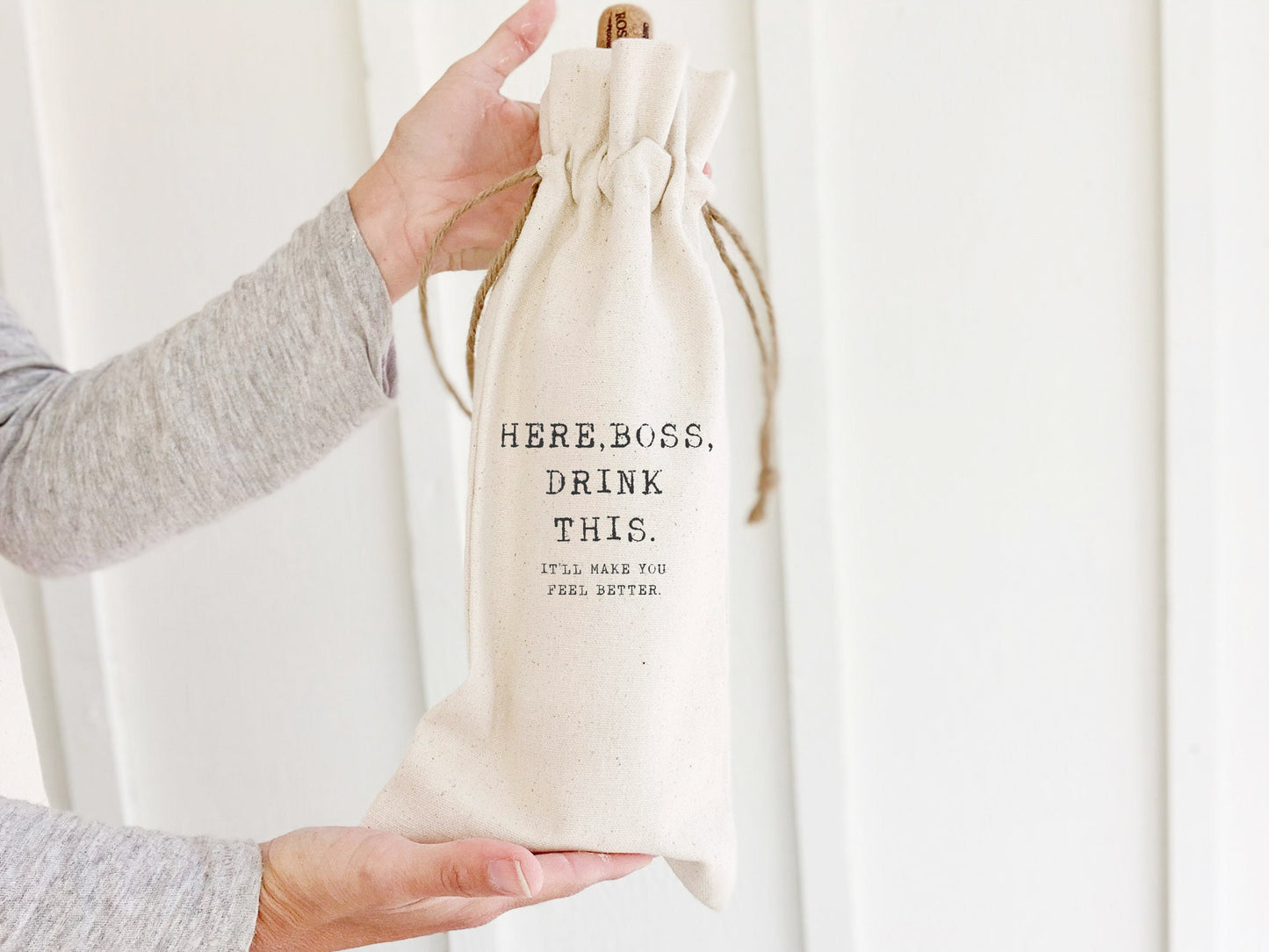 Here... Drink This - Personalized Canvas Wine Bag