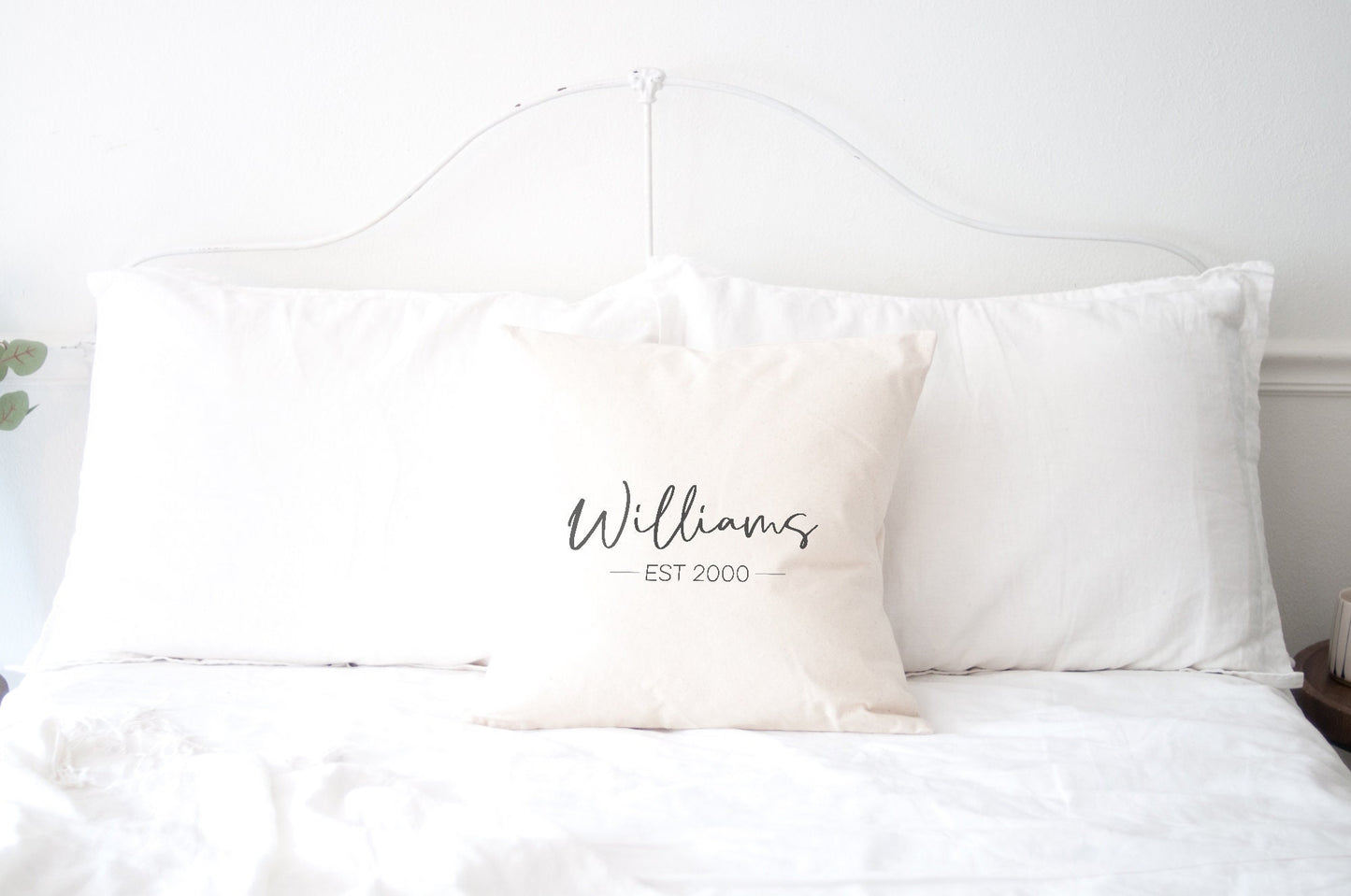 Script Name w/ Date - Personalized Square Canvas Pillow