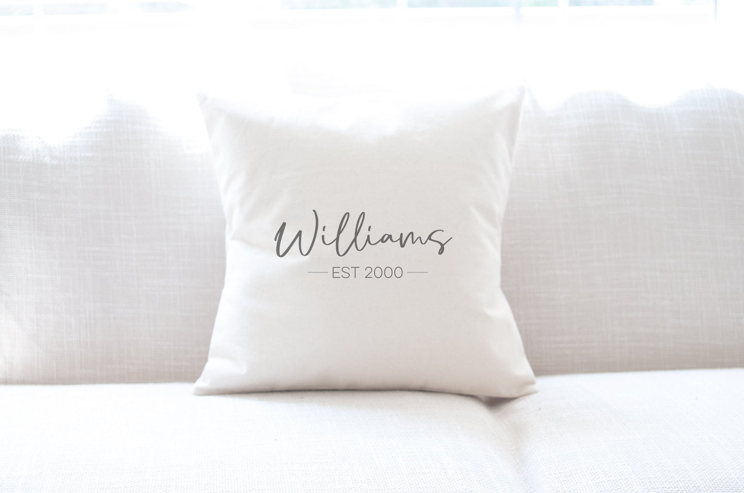 Script Name w/ Date - Personalized Square Canvas Pillow