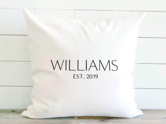 Simple Caps Name w/ Date - Personalized Square Canvas Pillow