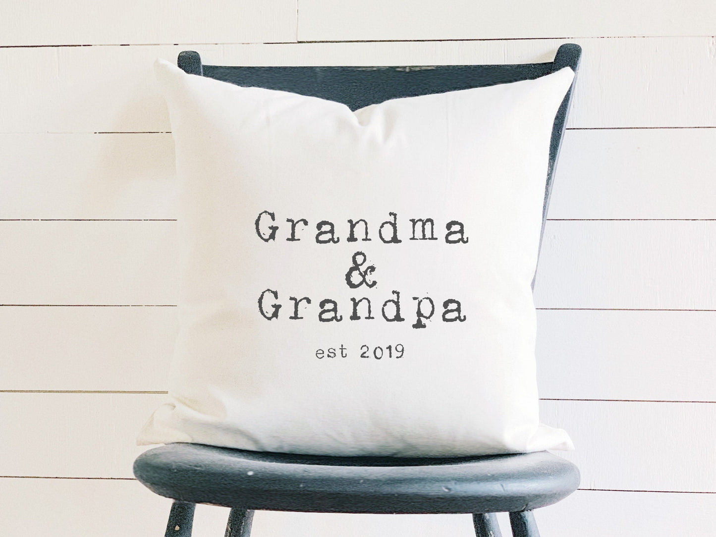 New Grandma & Grandpa w/ Date - Personalized Square Canvas Pillow